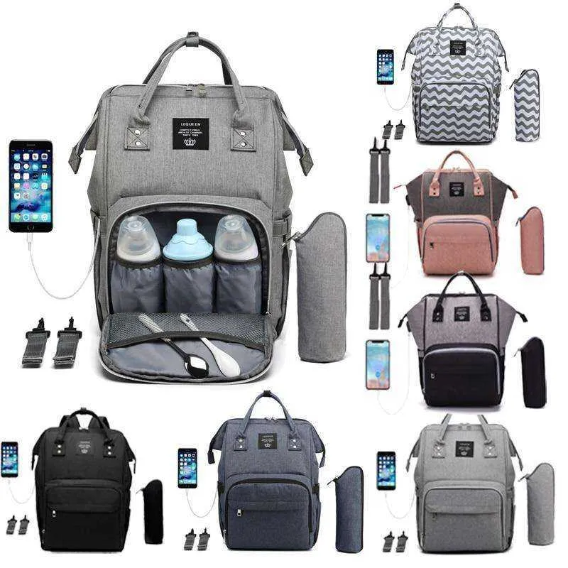 USB Design Waterproof Large Capacity Mummy Diaper Baby Care Pregnant Backpack