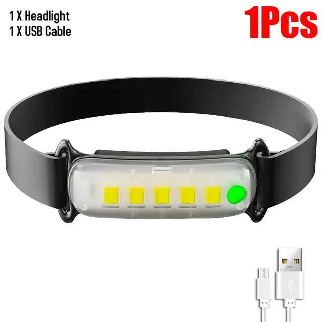 USB Rechargeable 5LED Headlamp High Power Head Flashlight 18650 Built-in battery Headlight LED Head Torch For Camping Fishing