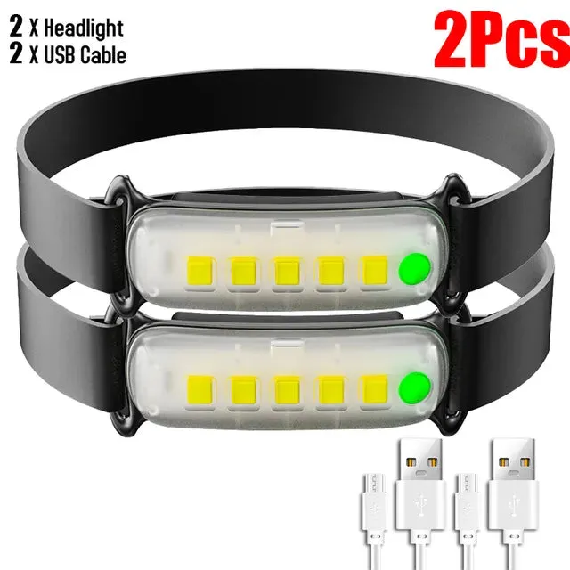 USB Rechargeable 5LED Headlamp High Power Head Flashlight 18650 Built-in battery Headlight LED Head Torch For Camping Fishing