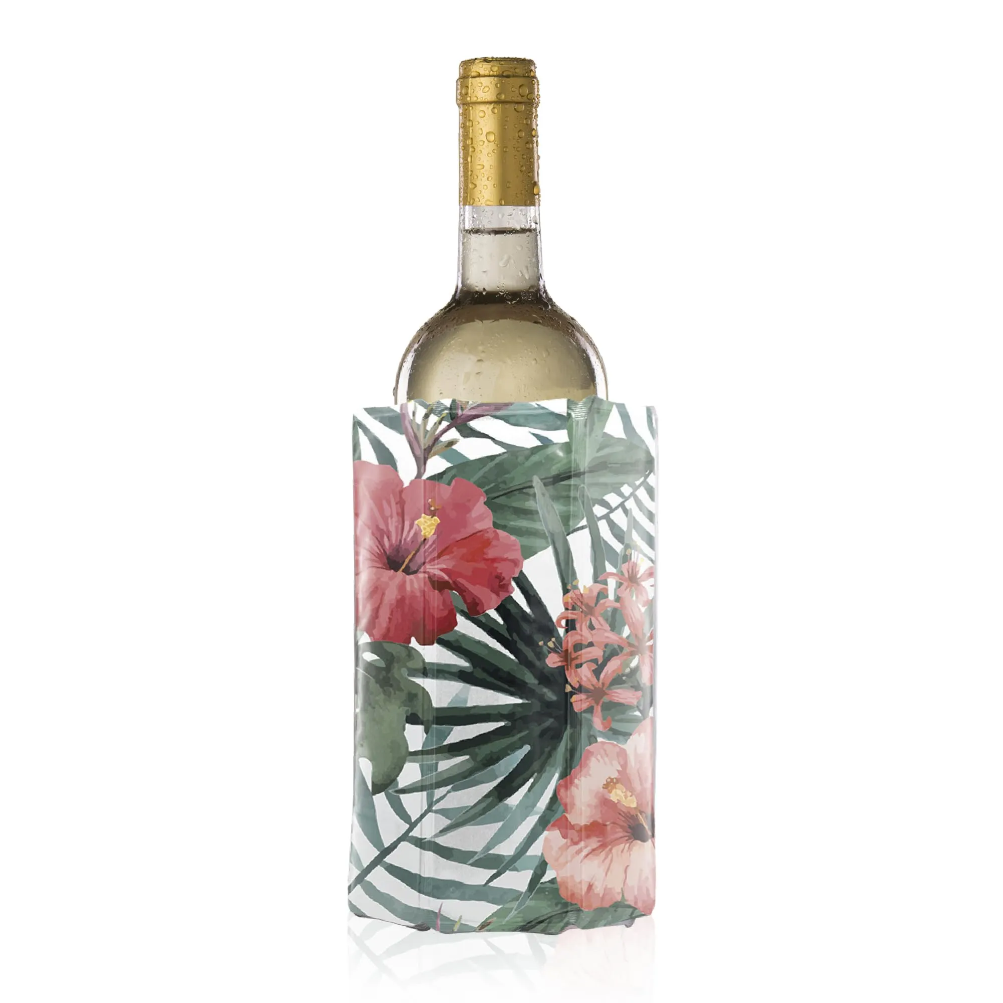 Vacu Vin Active Cooler Wine Chiller - Reusable, Flexible Wine Bottle Cooler - Floral Print - Wine Cooler Sleeve For Standard Size Bottles - Insulated Wine Bottle Chiller to Keep Wine Cold