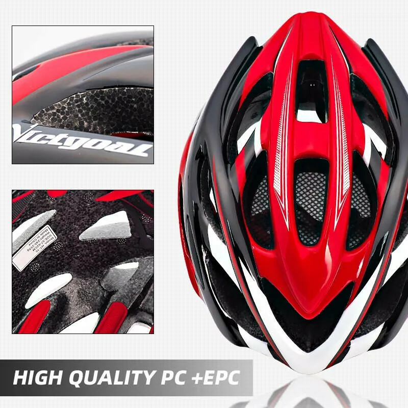 VICTGOAL Bicycle Helmet Men's Ultralight Taillight LED MTB Road Bike Helmet Cycling Motorcycle Electric Scooter Safty Helmets
