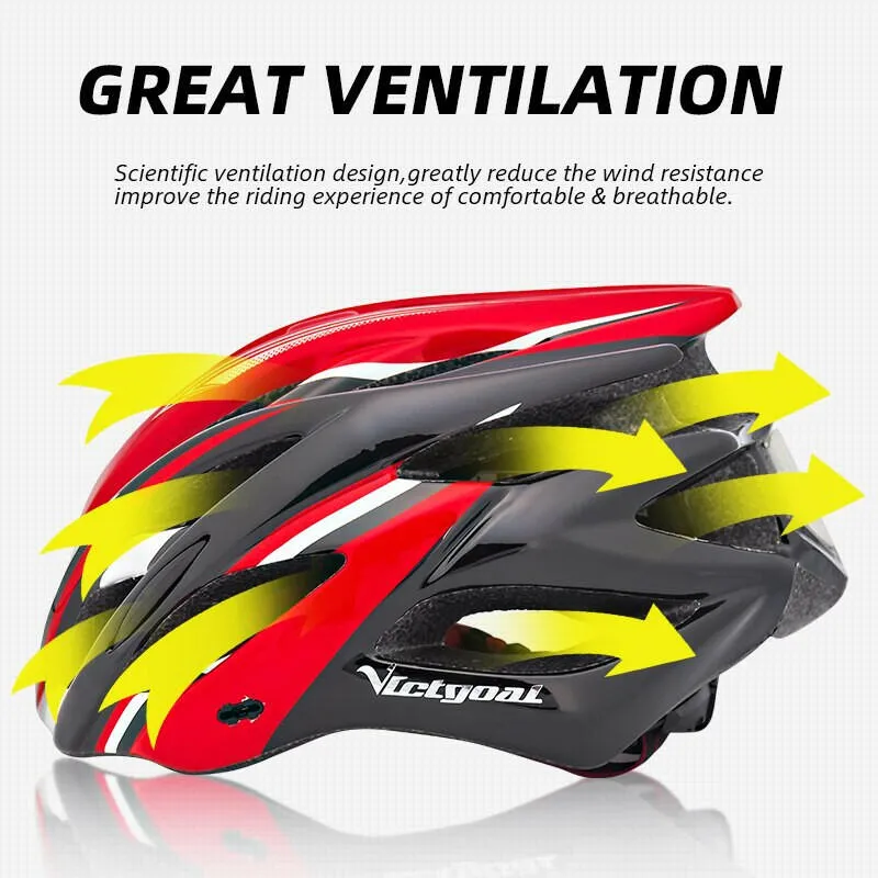 VICTGOAL Bicycle Helmet Men's Ultralight Taillight LED MTB Road Bike Helmet Cycling Motorcycle Electric Scooter Safty Helmets