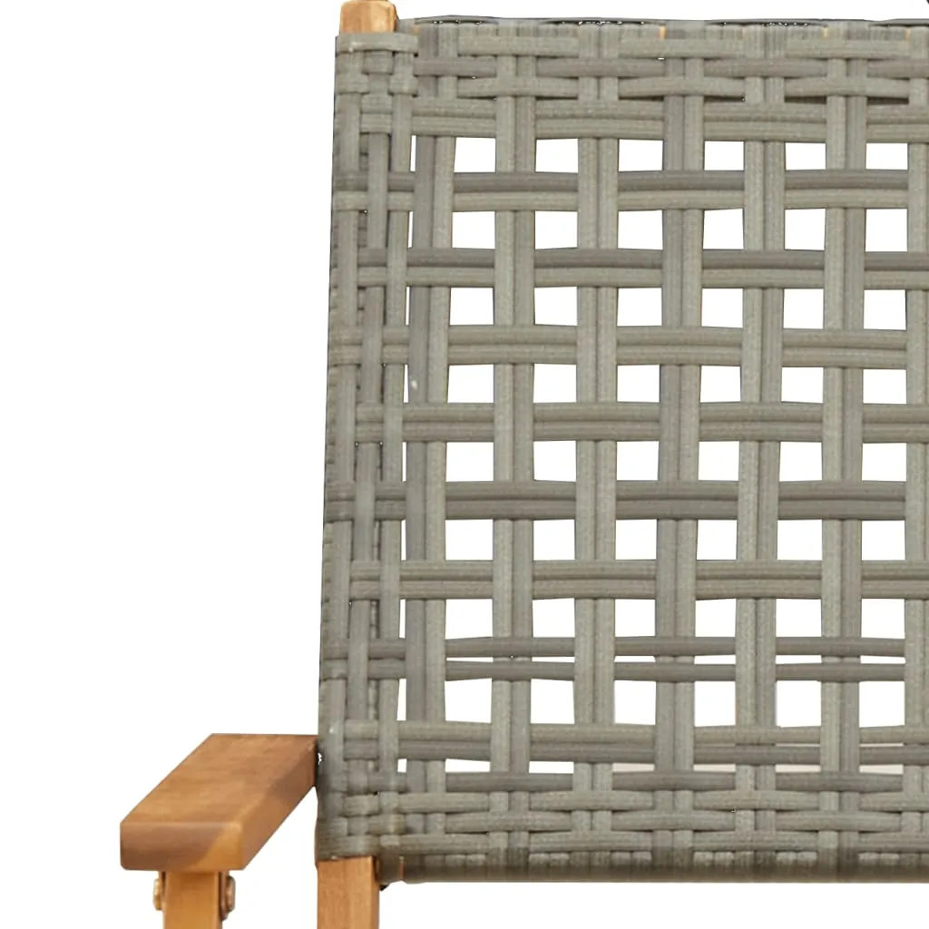 vidaXL Folding Garden Chairs 4 pcs Grey Poly Rattan and Solid Wood