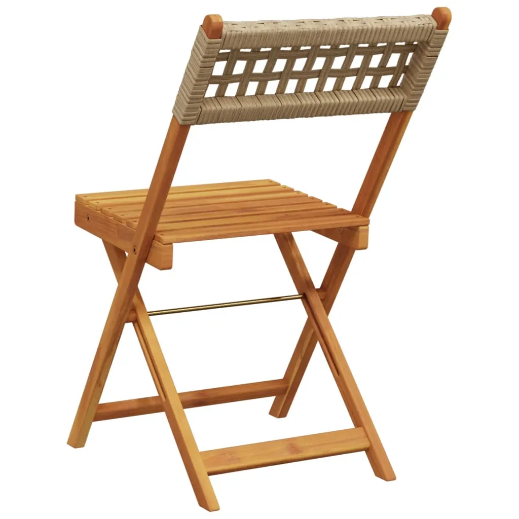 vidaXL Folding Garden Chairs 6 pcs Beige Poly Rattan and Solid Wood