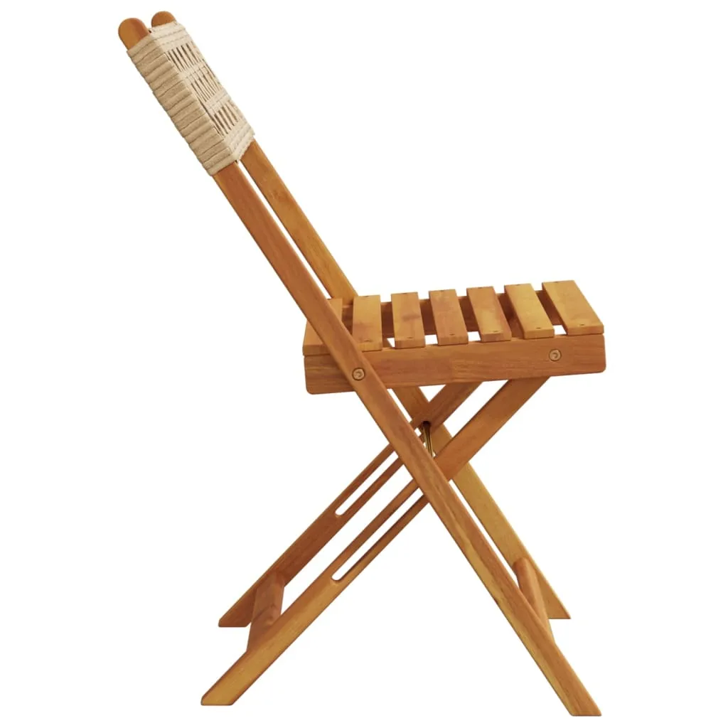 vidaXL Folding Garden Chairs 6 pcs Beige Poly Rattan and Solid Wood