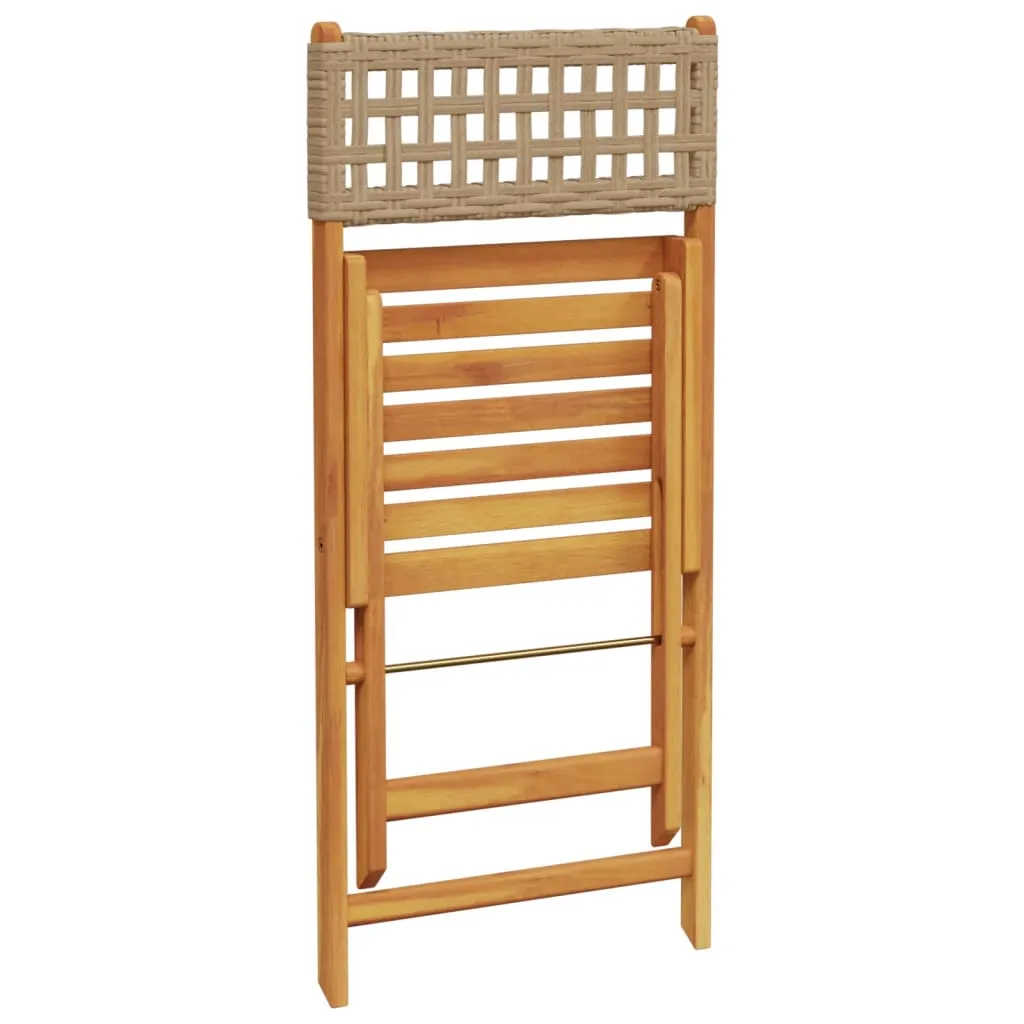 vidaXL Folding Garden Chairs 6 pcs Beige Poly Rattan and Solid Wood