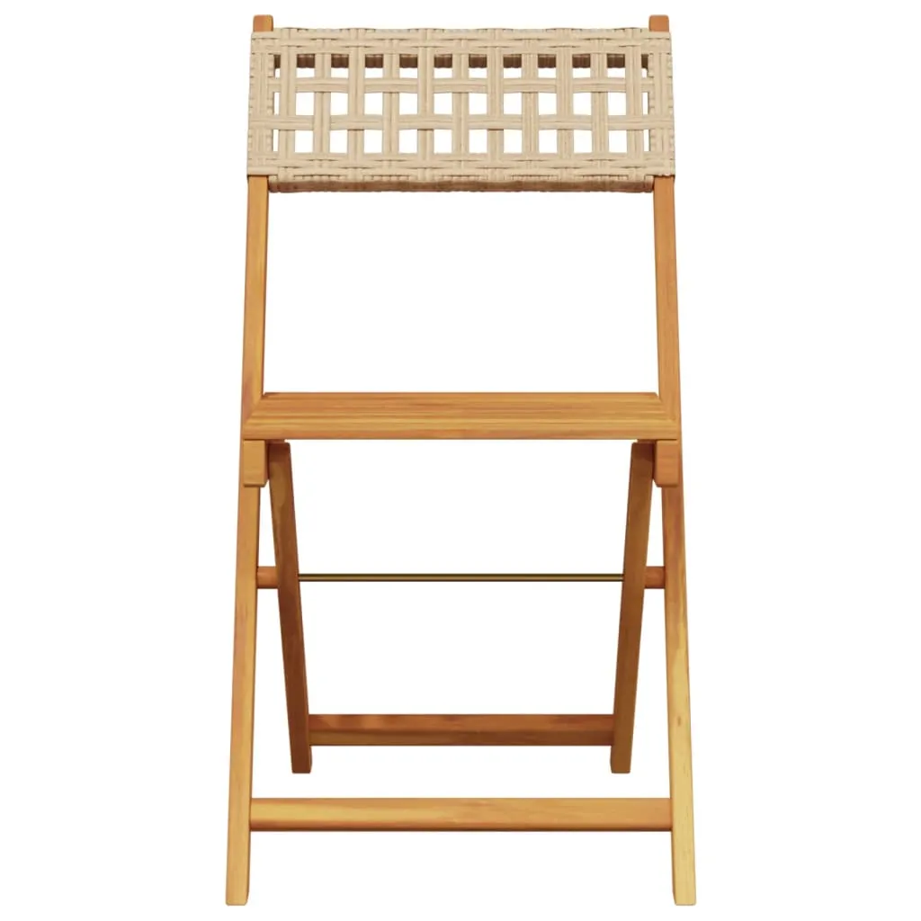 vidaXL Folding Garden Chairs 6 pcs Beige Poly Rattan and Solid Wood