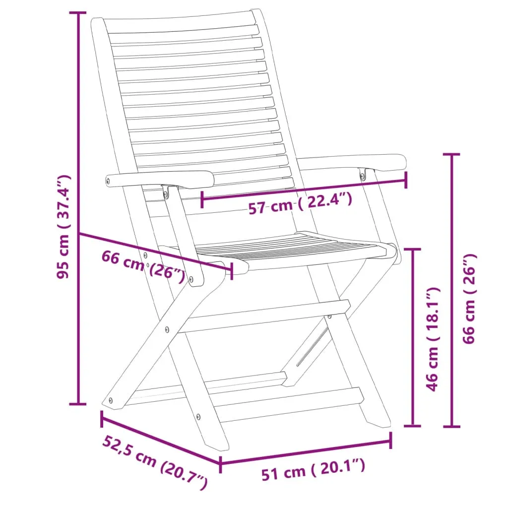 vidaXL Folding Garden Chairs with Armrest 2 pcs Solid Wood Acacia