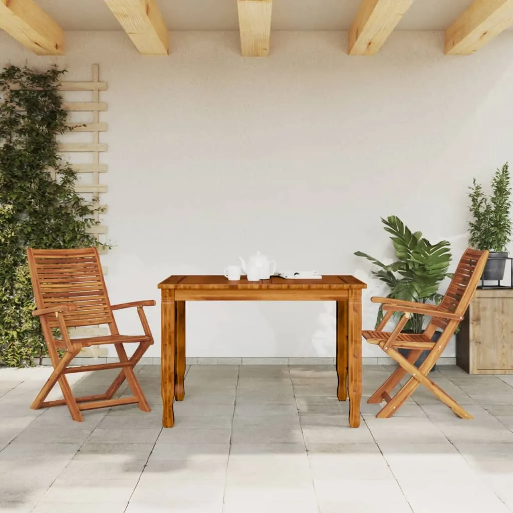 vidaXL Folding Garden Chairs with Armrest 2 pcs Solid Wood Acacia
