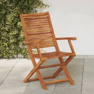 vidaXL Folding Garden Chairs with Armrest 2 pcs Solid Wood Acacia