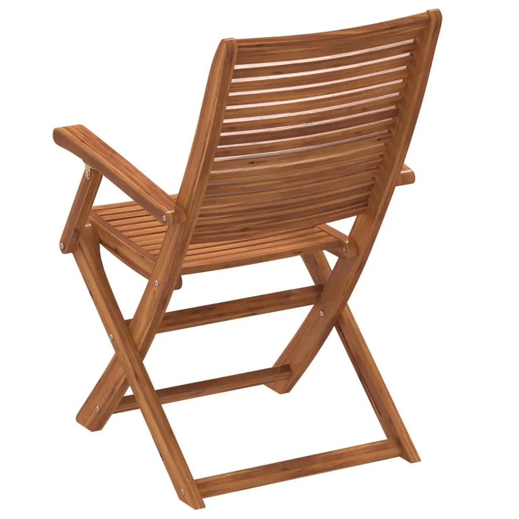 vidaXL Folding Garden Chairs with Armrest 2 pcs Solid Wood Acacia