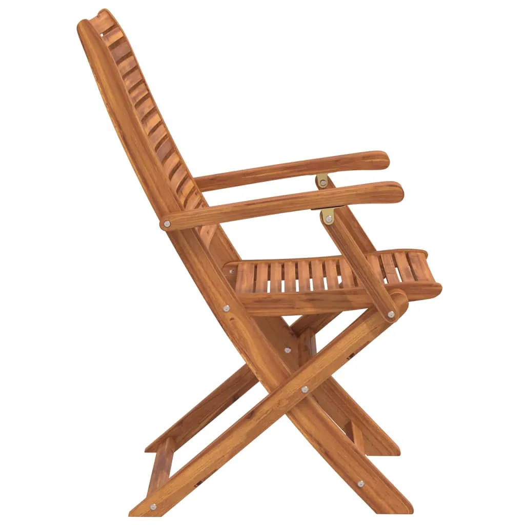 vidaXL Folding Garden Chairs with Armrest 2 pcs Solid Wood Acacia