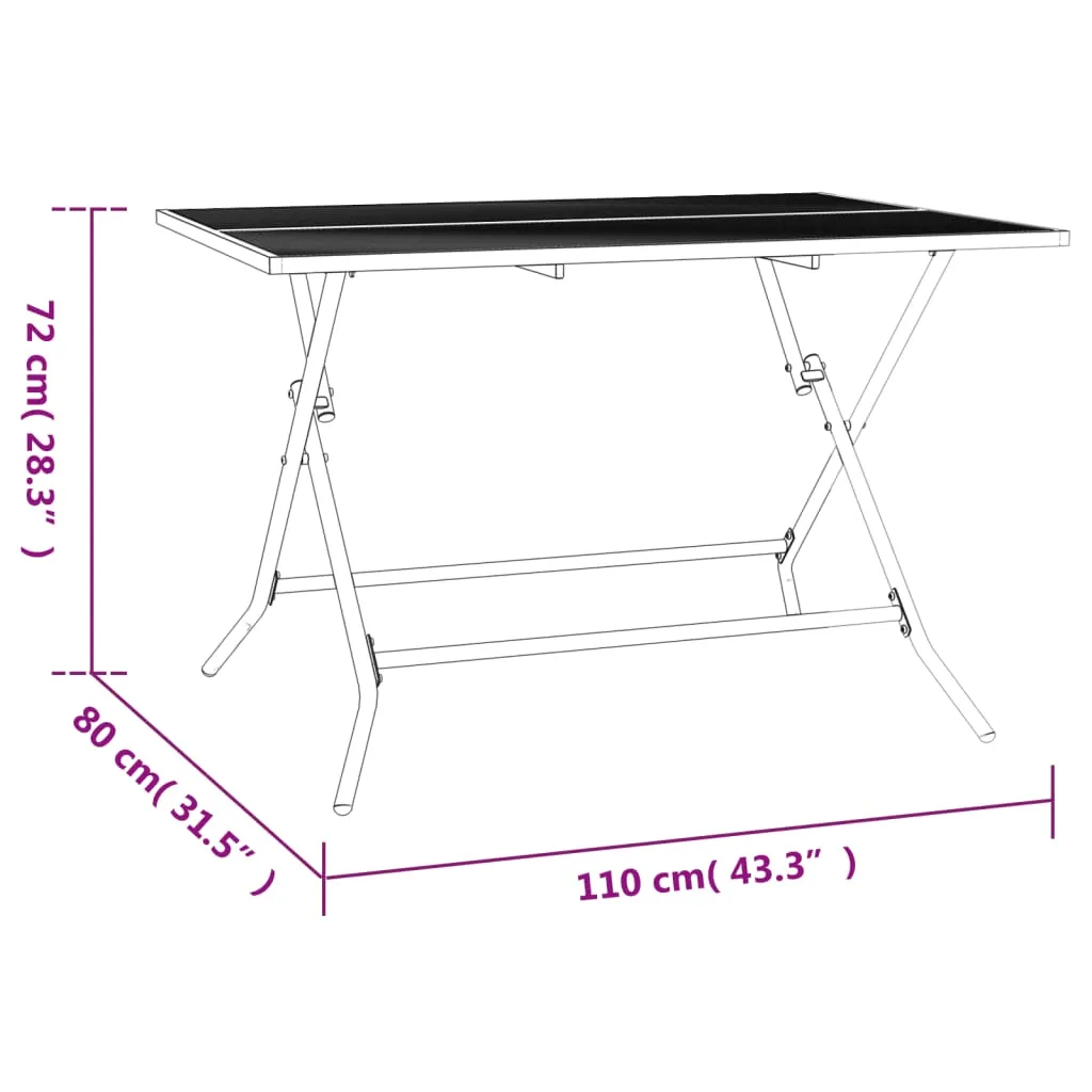 vidaXL Folding Garden Table Anthracite 110x80x72 cm Steel Mesh