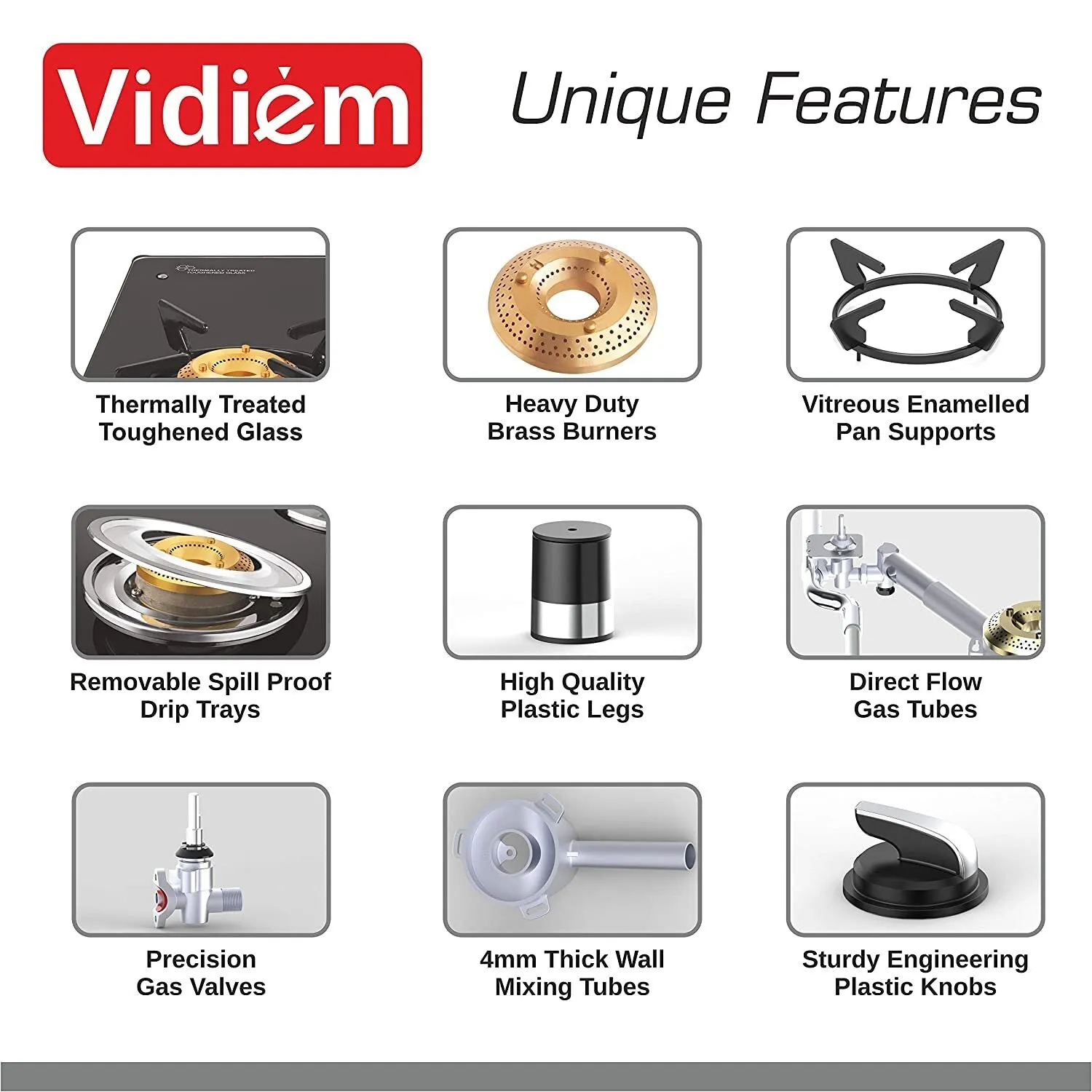 VIDIEM AIR SILVER 3 BURNER GAS STOVE