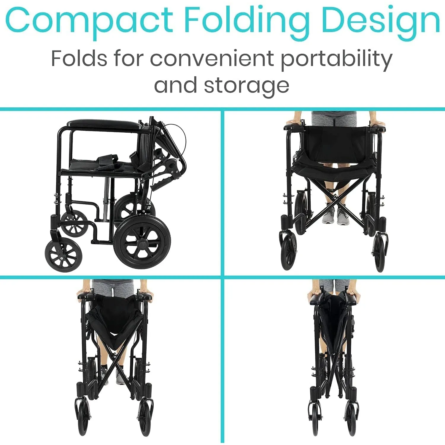 Vive Health Folding Transport Wheelchair