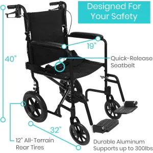 Vive Health Folding Transport Wheelchair