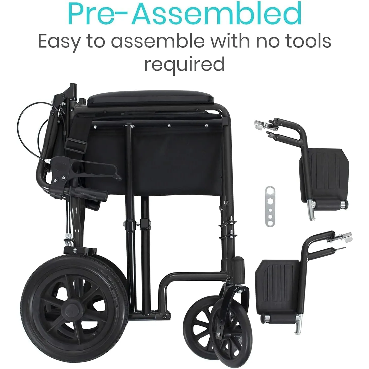 Vive Health Folding Transport Wheelchair