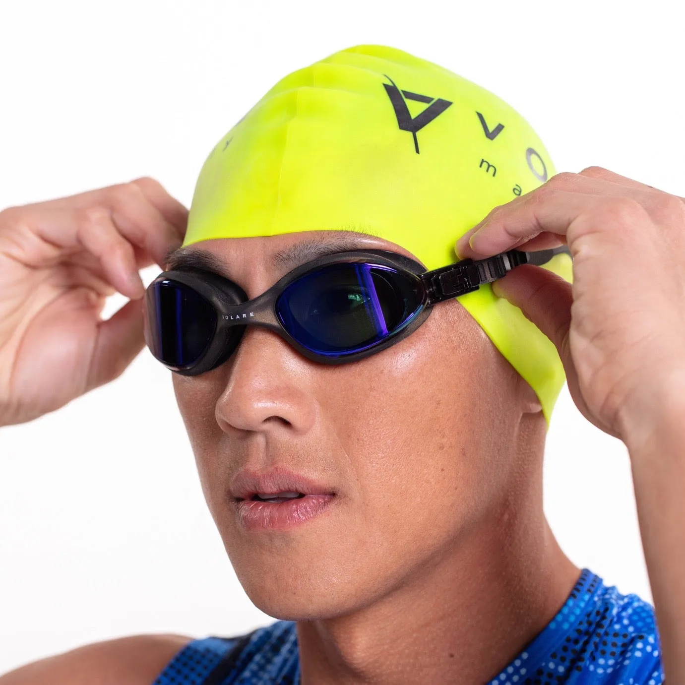 Volare Noosa Swim Goggles Black Blue Mirror Lens