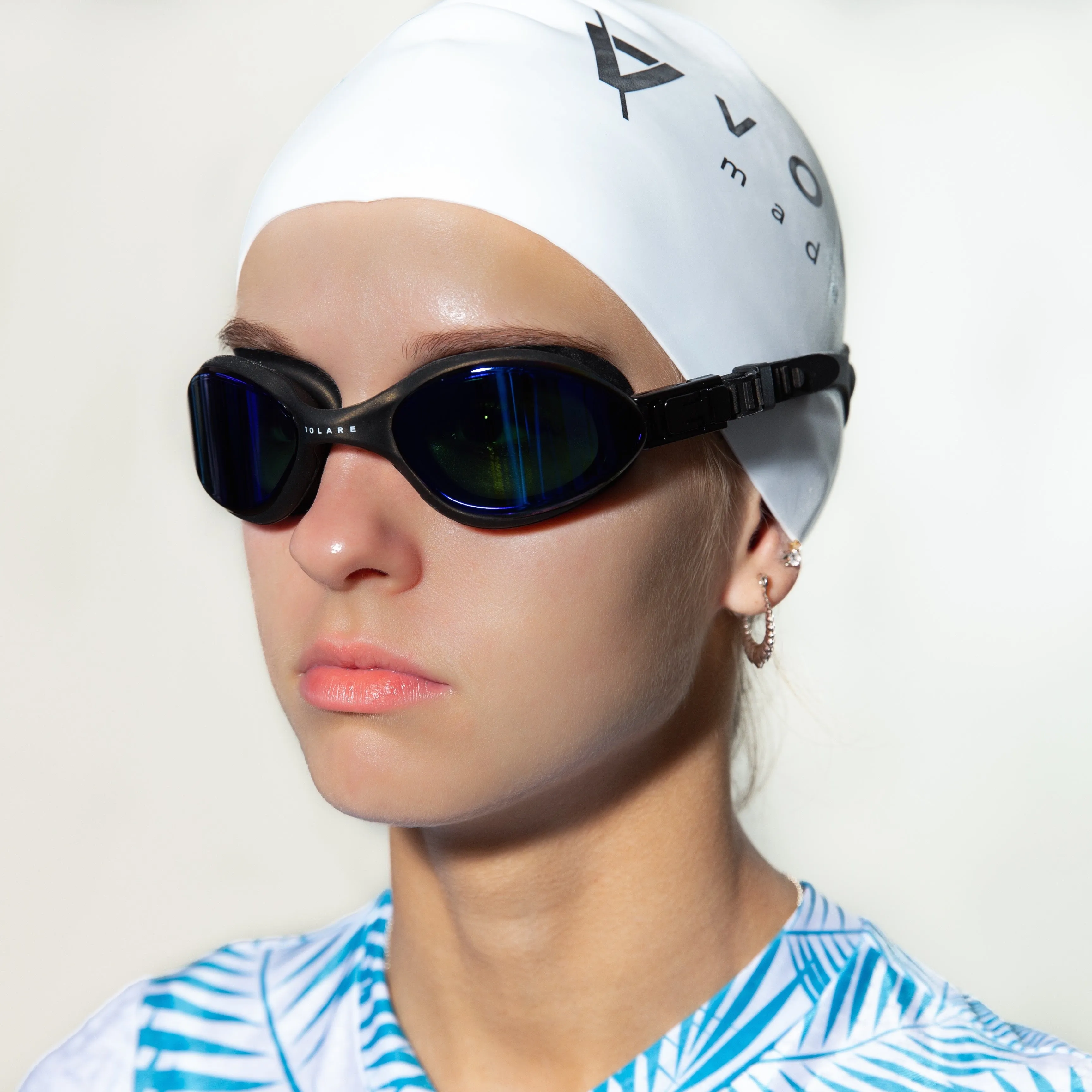 Volare Noosa Swim Goggles Black Blue Mirror Lens