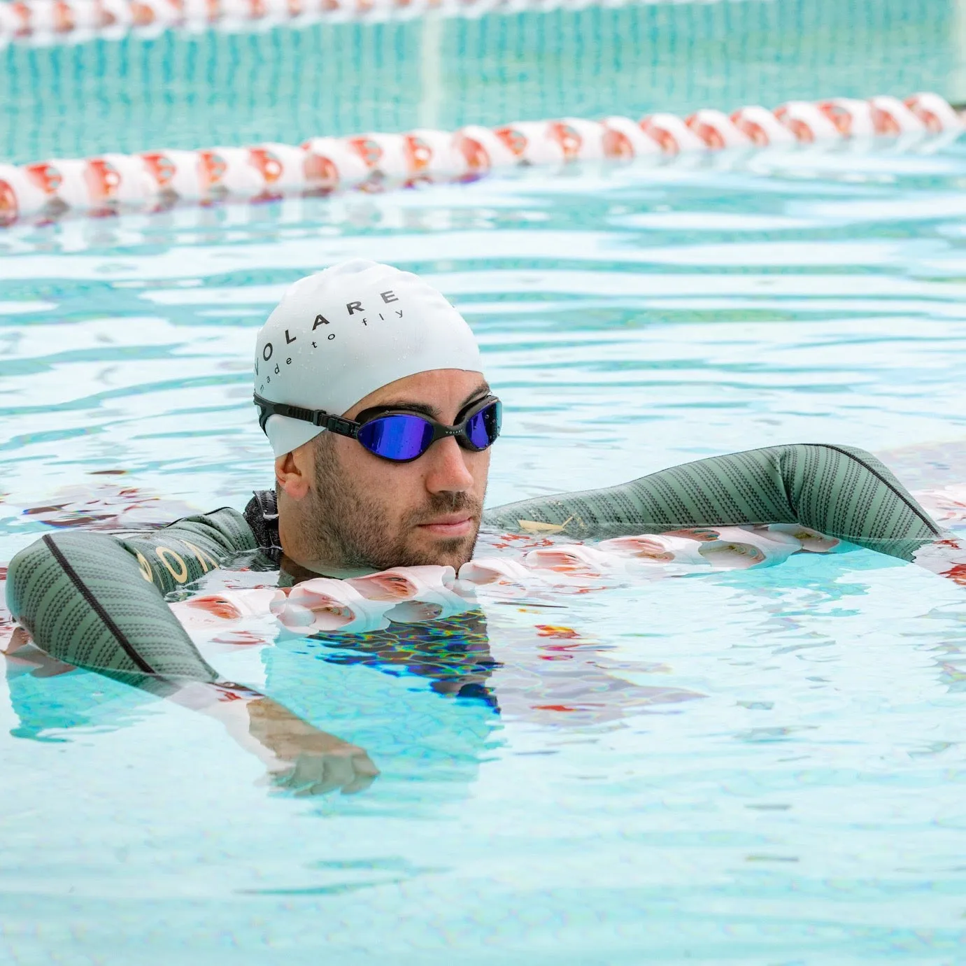 Volare Noosa Swim Goggles Black Blue Mirror Lens