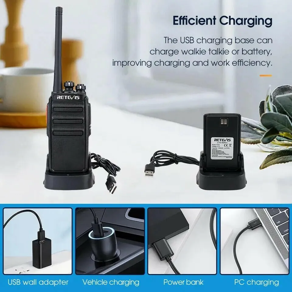 Walkie Talkie 2 Pcs Retevis RT24 PMR 446 Rechargeable Professional Talkie Walkie Long Range Two-Way Radio Communicator FRS