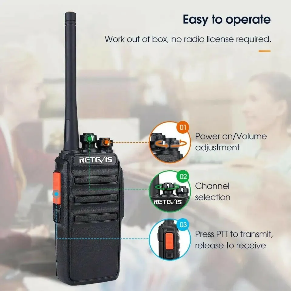 Walkie Talkie 2 Pcs Retevis RT24 PMR 446 Rechargeable Professional Talkie Walkie Long Range Two-Way Radio Communicator FRS