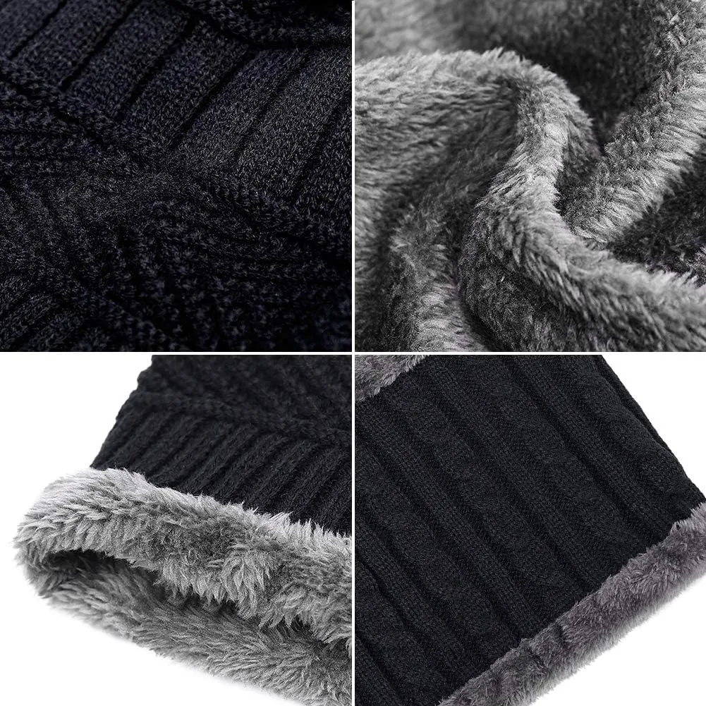Warm Winter Beanie Hat & Scarf Set Stylish Knit Skull Cap for Men Women
