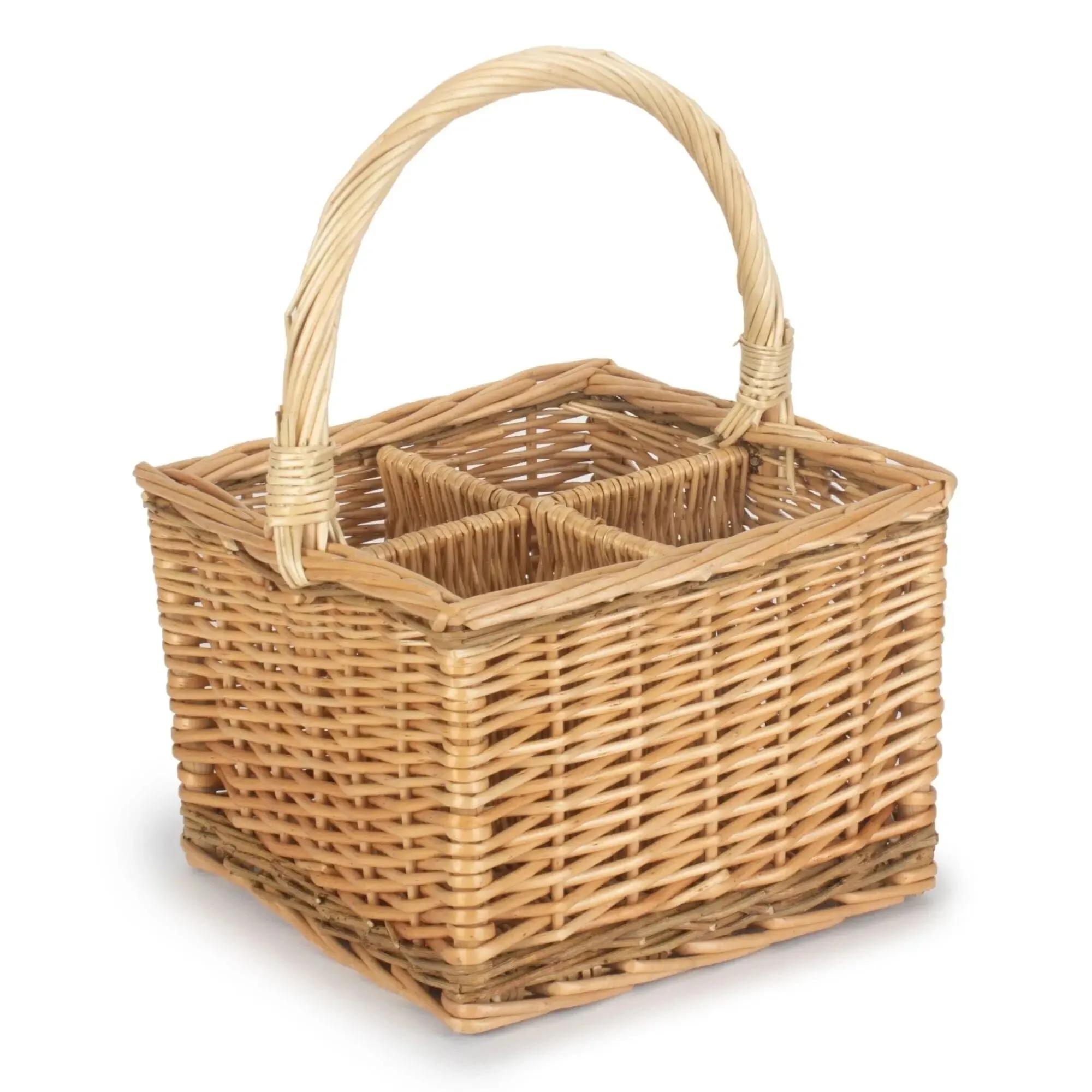 Wicker Basket with Four Compartments