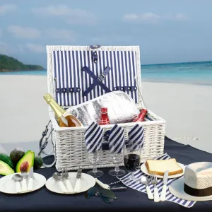 Wicker Picnic Basket Sets for 4 Persons-White