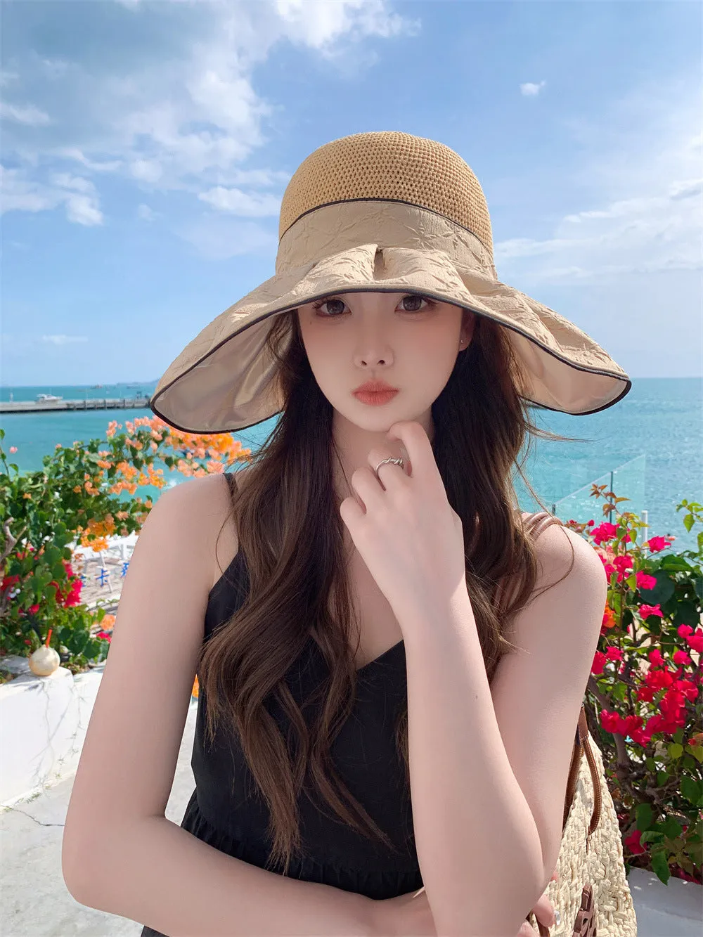 Wide Brim Fasten String Panama Hat