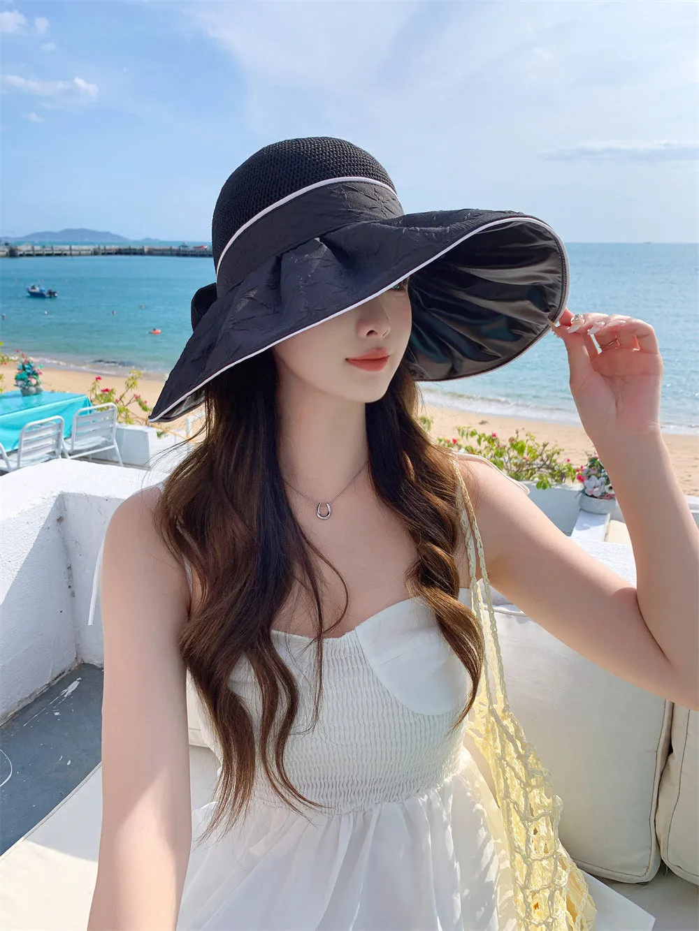 Wide Brim Fasten String Panama Hat