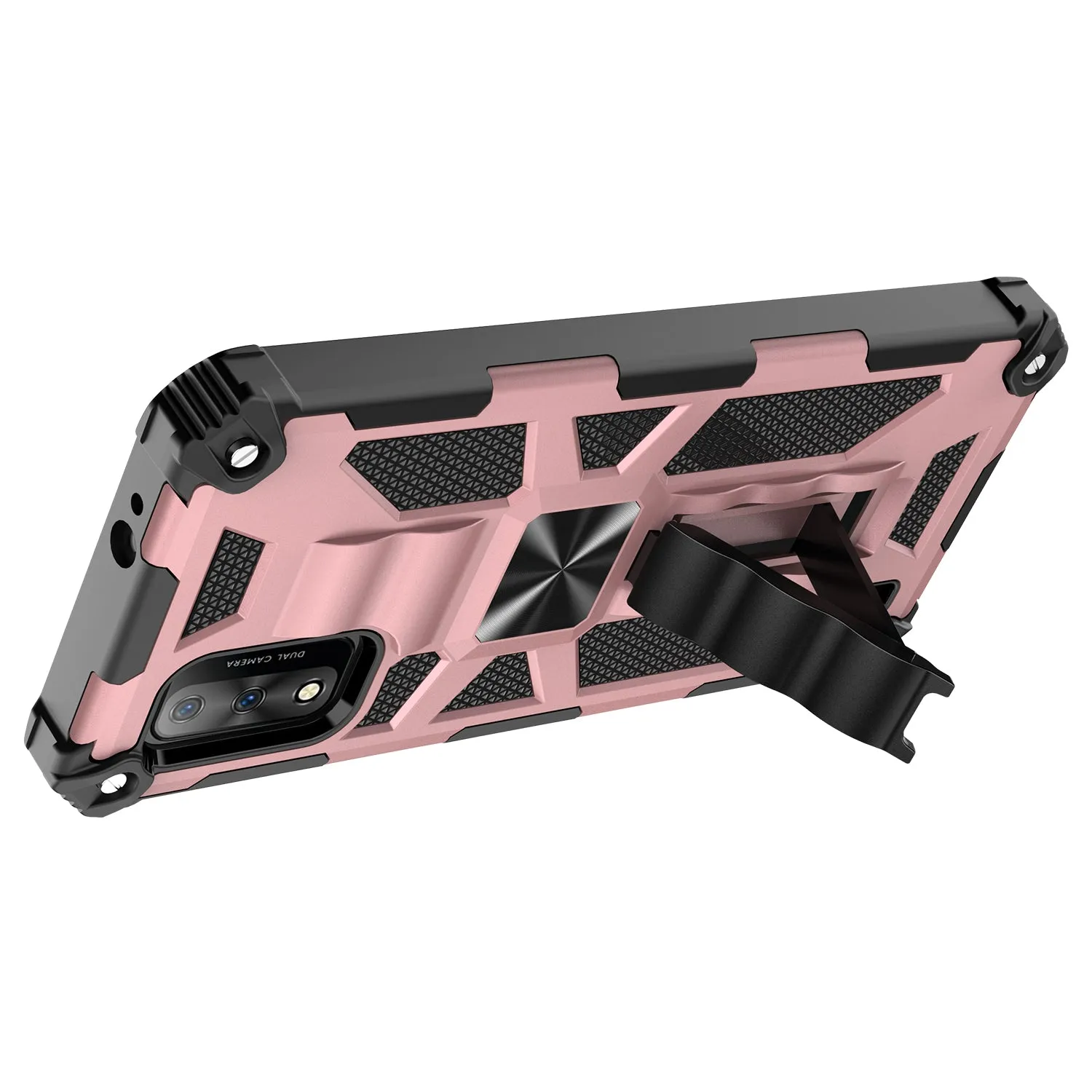 Wiko Ride 3 Case [Military Grade] Ring Car Mount Kickstand w/[Tempered Glass] Hybrid Hard PC Soft TPU Shockproof Protective Case - Rose Gold