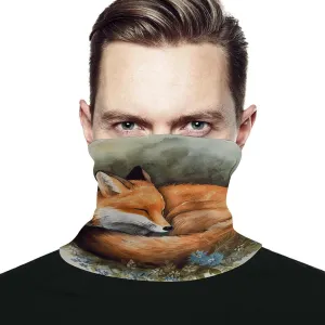 Windproof Face Mask Cover A Sleeping Fox Printed Neck Gaiter Face Cover Bandana Cold Weather Scarf for Men & Women