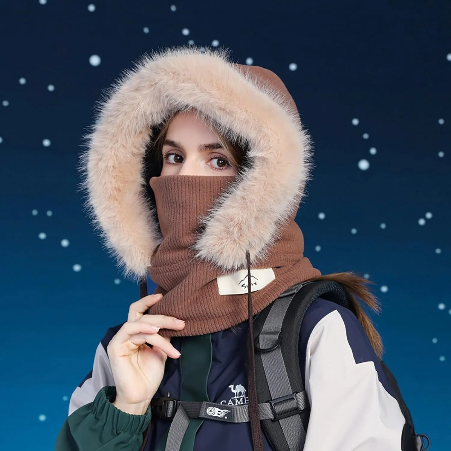Winter Knitted Balaclava Beanie Hat Neck Warmer Ski Face Cover Winter Face Cover Hat Cap Scarf for Men Women for Men Women
