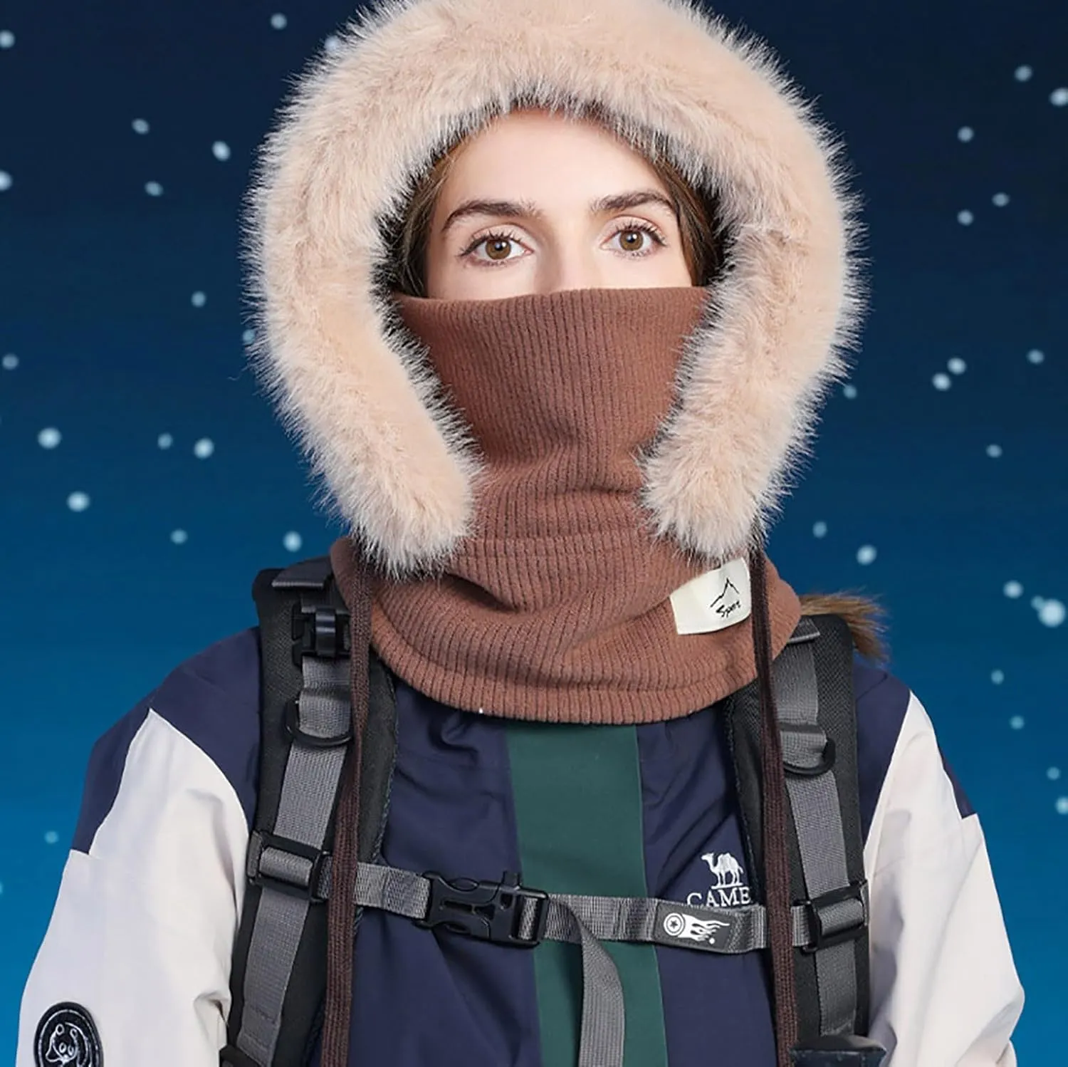 Winter Knitted Balaclava Beanie Hat Neck Warmer Ski Face Cover Winter Face Cover Hat Cap Scarf for Men Women for Men Women