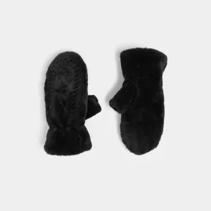 Winter Plush Thumb Free Touchscreen Mittens - Black - Final Sale