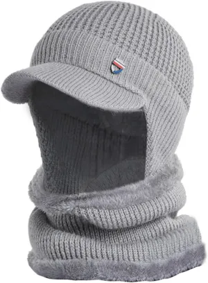 Women Knitted Hat in Autumn Winter 3 in 1 Cold Resistan Hat Wind-Resistan Scarf Hat Face Mas Hooded Scarf