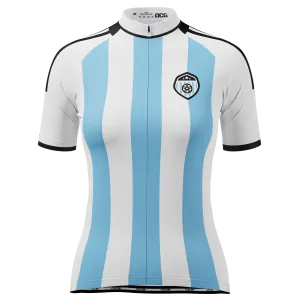 Women's Argentina Soccer Short Sleeve Cycling Jersey