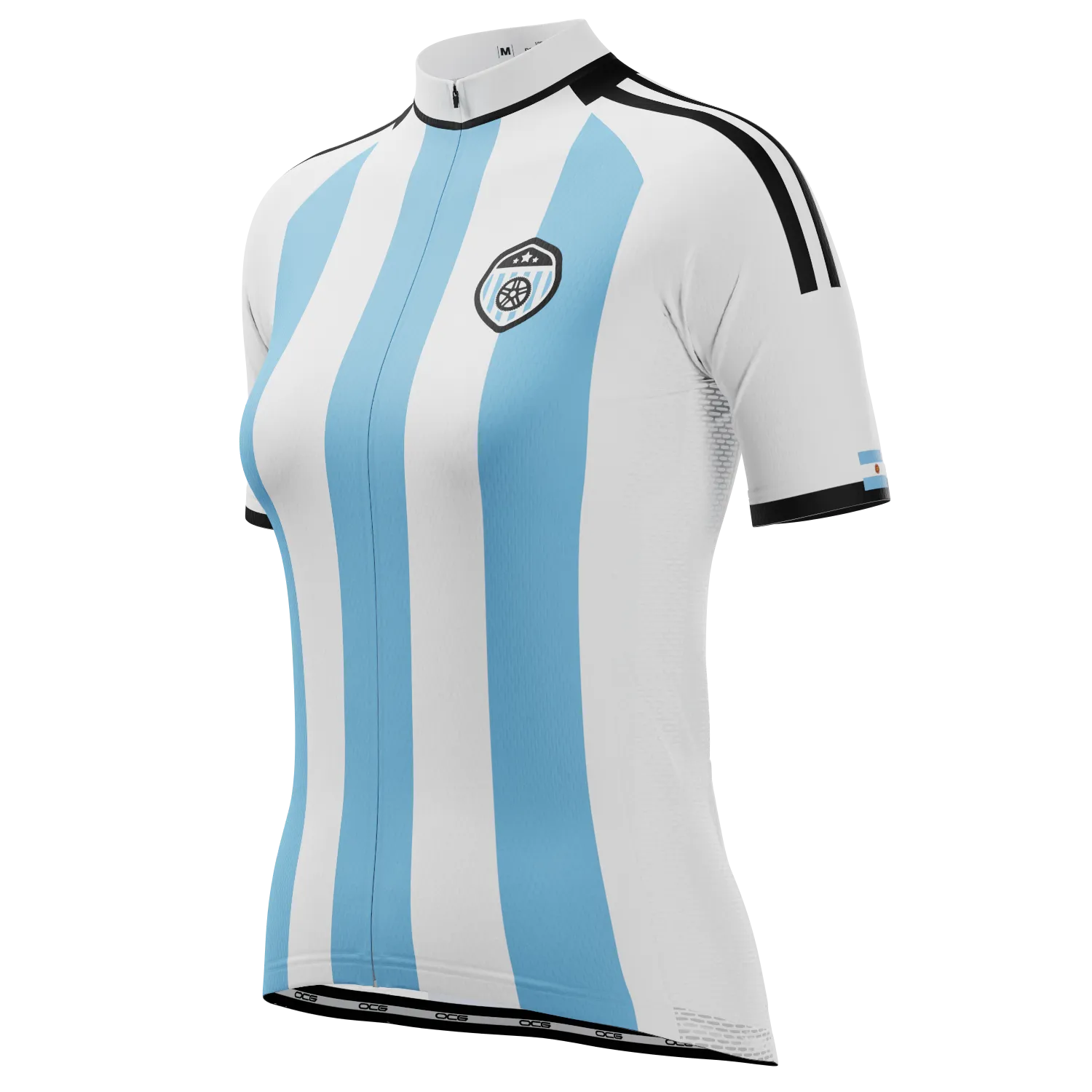 Women's Argentina Soccer Short Sleeve Cycling Jersey