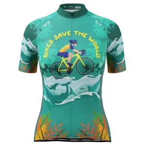Women's Bikes Save The World Short Sleeve Cycling Jersey