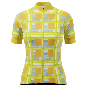 Women's Criss-Crossed Tartan Short Sleeve Cycling Jersey