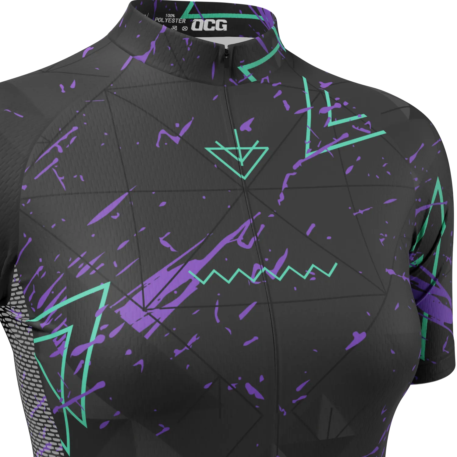 Women's Dark Geometry Short Sleeve Cycling Jersey