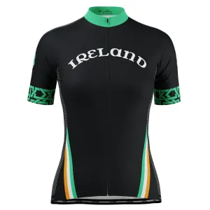 Women's Ireland Eire Shamrock National Flag Short Sleeve Cycling Jersey