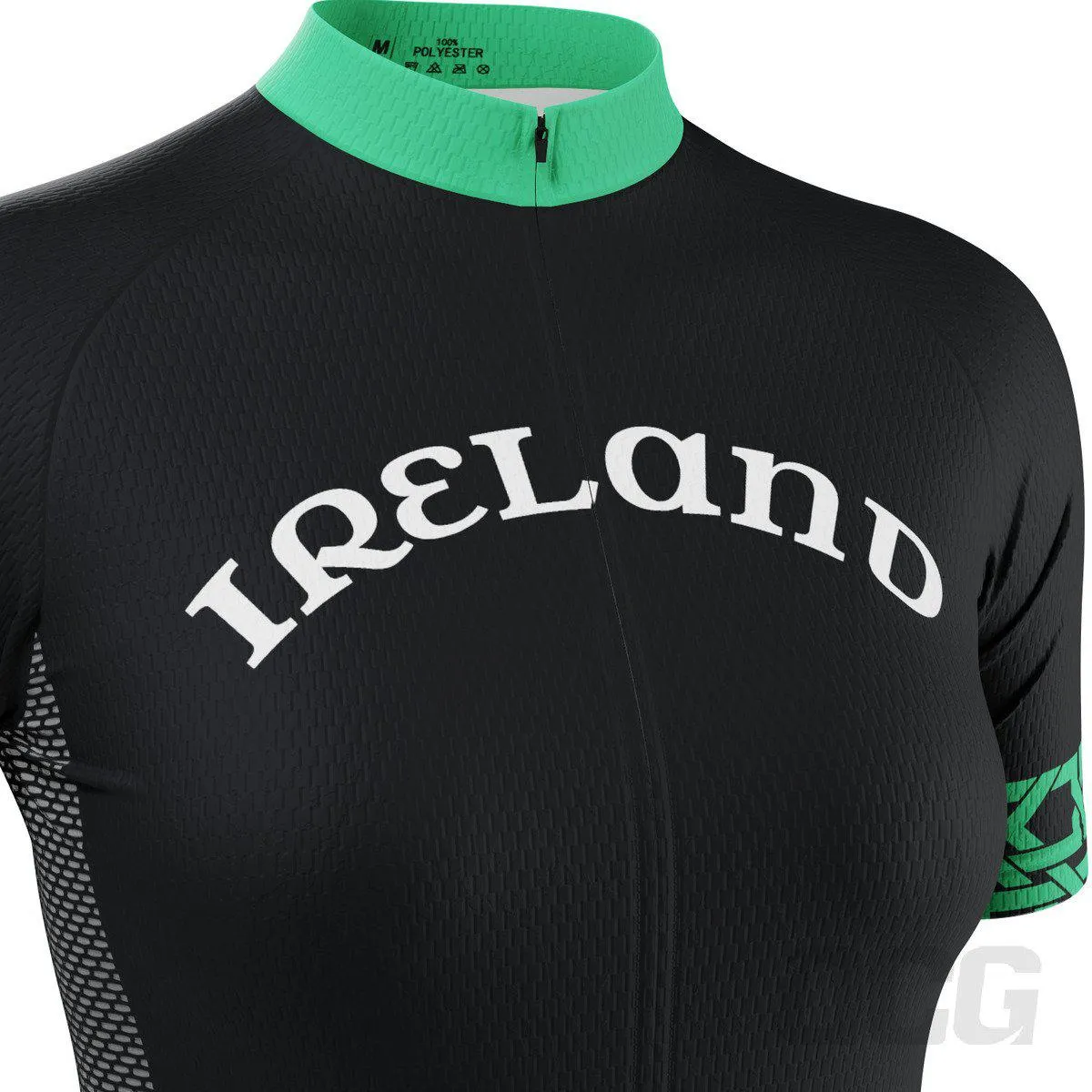 Women's Ireland Eire Shamrock National Flag Short Sleeve Cycling Jersey