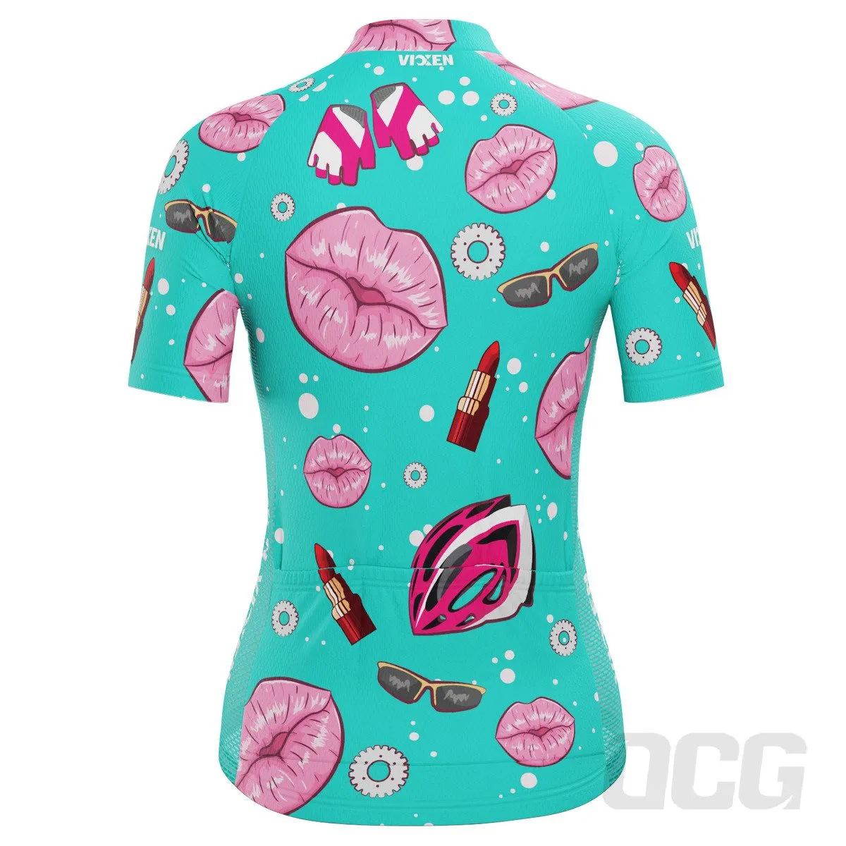 Women's Lipstick and Gears Short Sleeve Cycling Jersey
