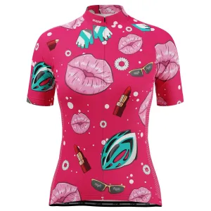 Women's Lipstick and Gears Short Sleeve Cycling Jersey