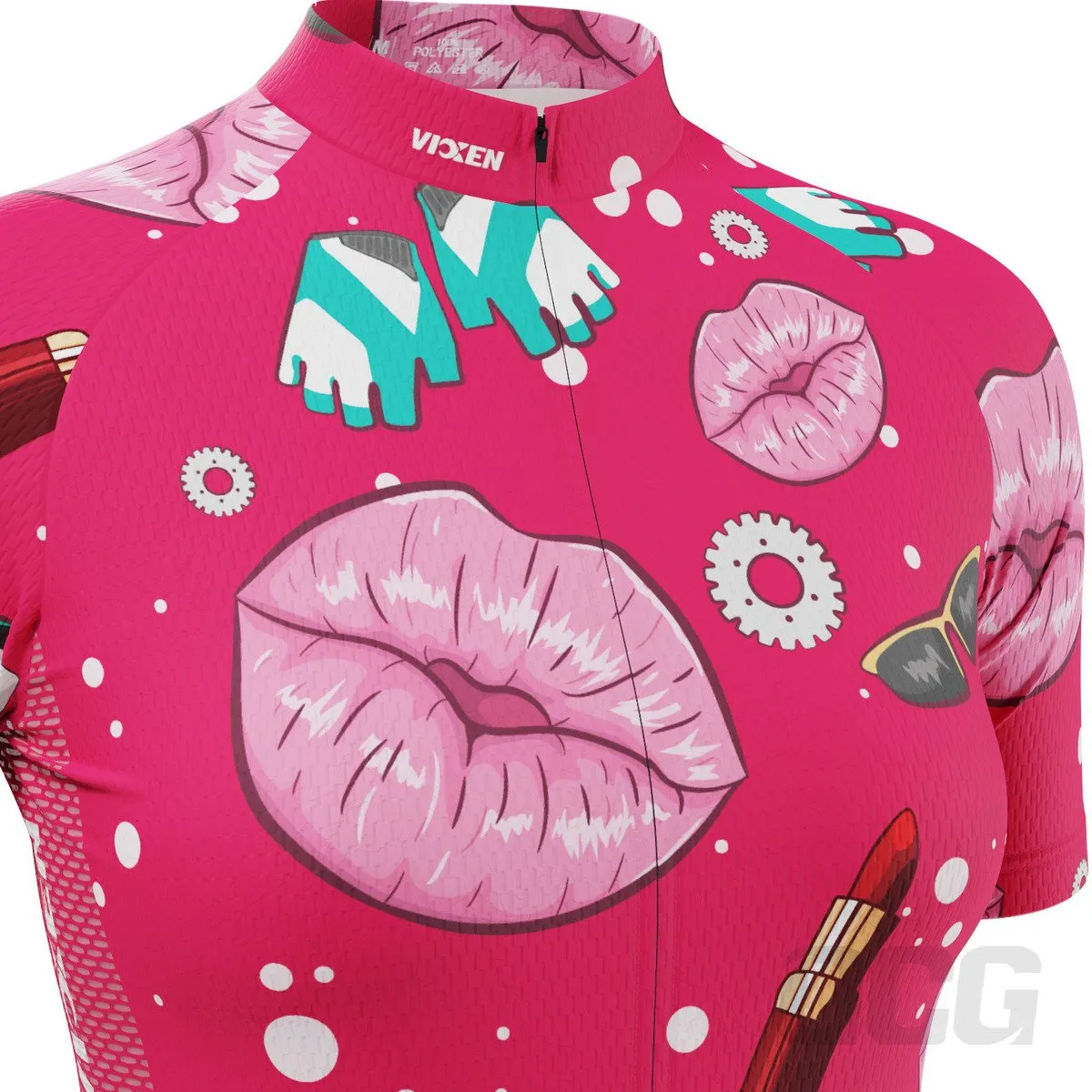 Women's Lipstick and Gears Short Sleeve Cycling Jersey