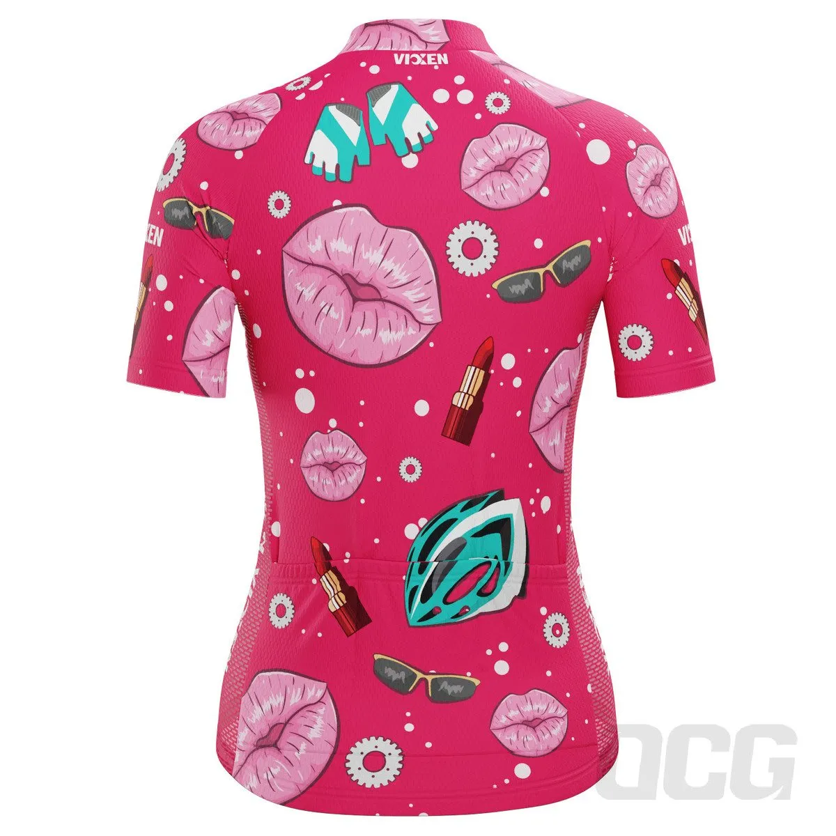 Women's Lipstick and Gears Short Sleeve Cycling Jersey