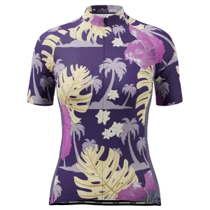 Women's Palmtree Leaves Short Sleeve Cycling Jersey