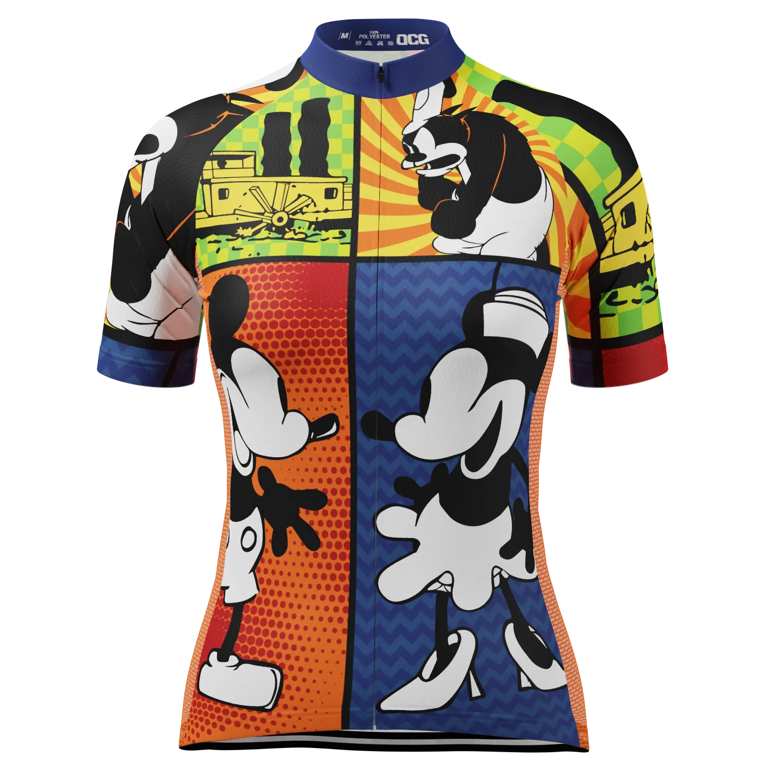 Women's Steamboat Willie Comic Vignettes Short Sleeve Cycling Jersey